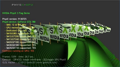 nVIDIA PhysX 3 Flag Demo
